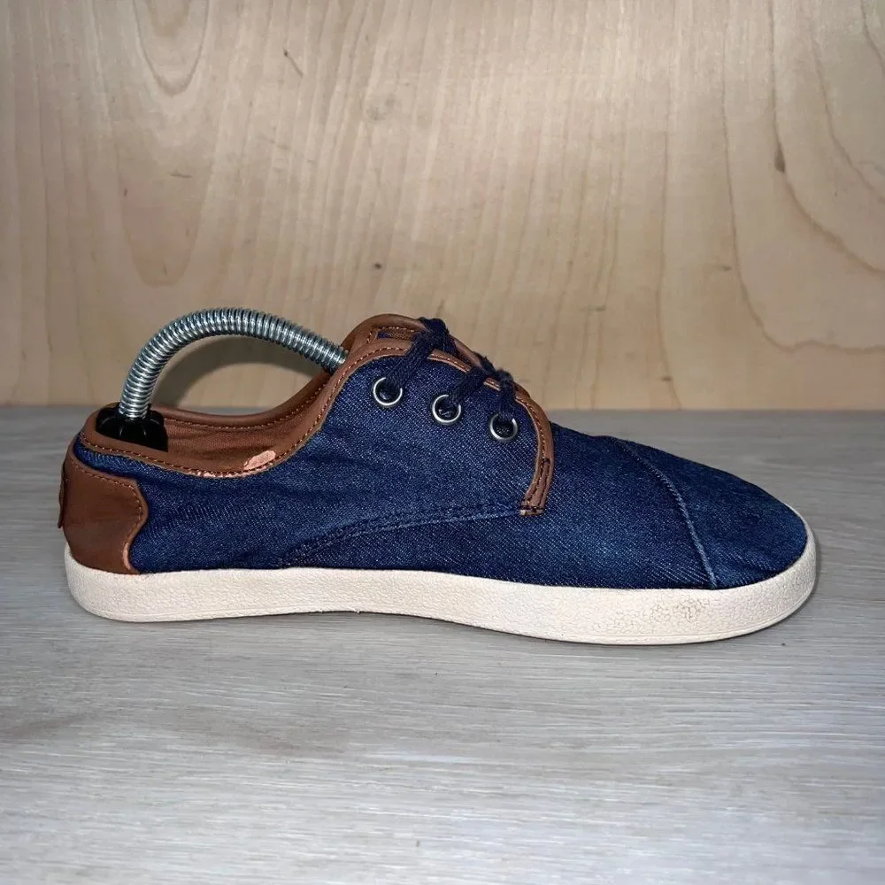 Toms Paseo Blue Denim Lace Up Shoes Youth 4‎ UK 3 EURO 36